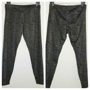 Hot Chillys Womens Micro Elite Leggings Pants Black Tiger Print Stretch L